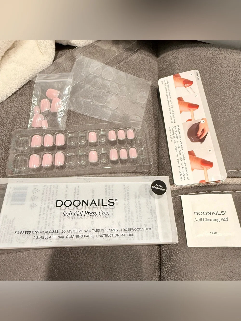 DooNails 20 count Soft Gel Press Ons in Light Pink - Jet Set Extra Short Square